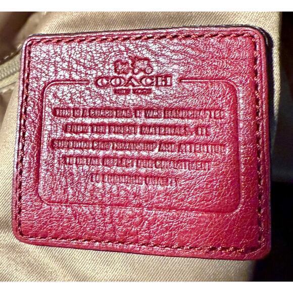 Coach Signature C Park Hobo Shoulder Bag Khaki Crimson F30341 - Picture 10 of 13